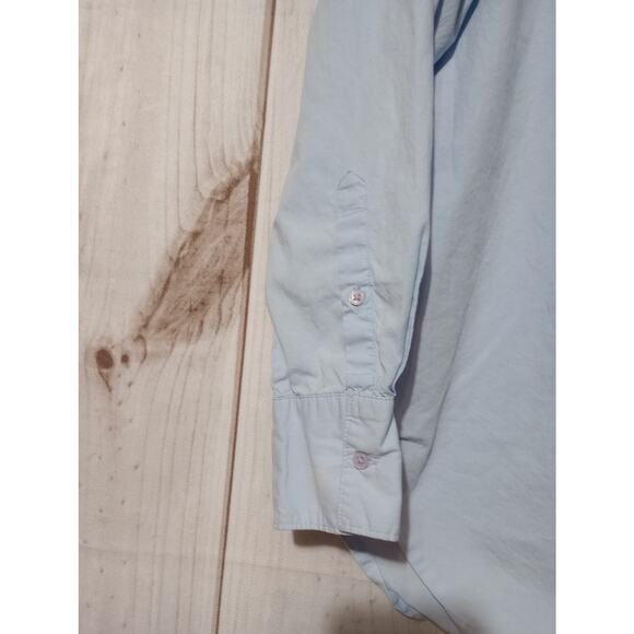 Topshop Shirt Womens US 2 Blue Button Down Collared‎ Long Sleeve Pocket Cotton - Picture 3 of 7